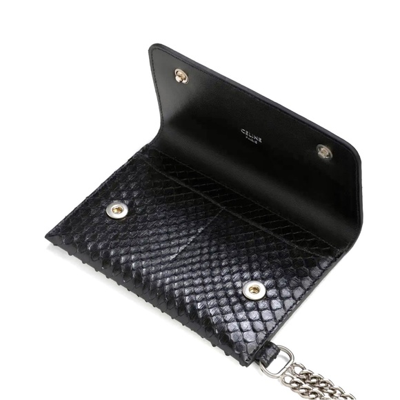 CELINE X Hedi Slimane Men's Biker Wallet With Chain In Python New With Tags - Picture 8 of 12